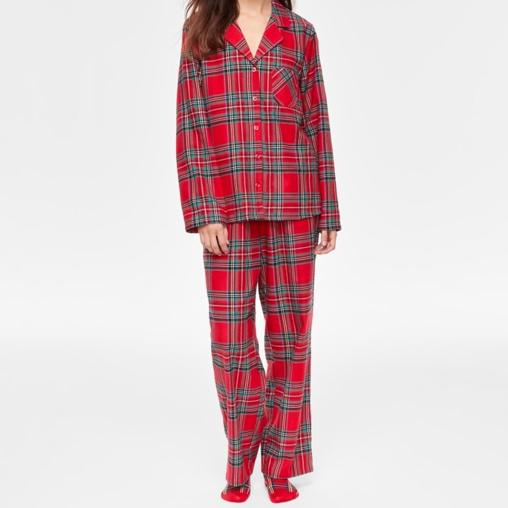 #102 Holiday Lane Women's Brinkley Plaid Notch Collar Matching Family Pajamas